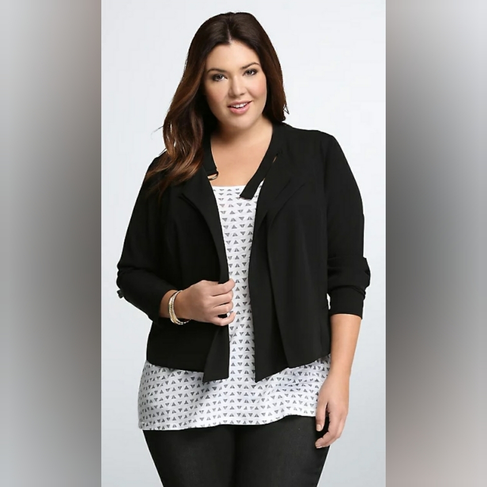 Torrid Drape Front Blazer Jacket D Ring Neck 0
